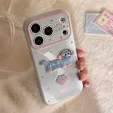 Embroidered Blue Pink Cat Soft iPhone Case