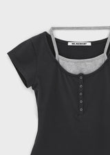 [MADE] ピエタホルターレイヤード半袖Tシャツ (Modal 38%)