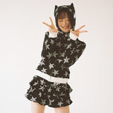 Angel of Star Wing Zip-Up Hoodie - BLACK