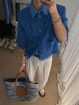3 TAP Check Tweed Short Sleeve Jacket (2color)