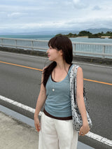 [Wool 30/Tencel 70] オーシャン Uネックレイヤードスリーブレス