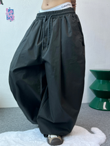 Y-D オーバーバルーンコットンパンツ🩶🖤💚 - 3 カラーズ