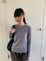 ベルタリーカラーラウンド長袖Tシャツ