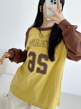 カラーブロックラグランオーバーフィット💛🤎💙🖤 - 3 COLORS