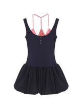 Red Checkered Layered Navy Mini Dress