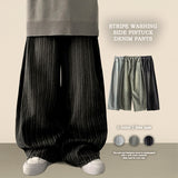 Poae Site Pin Tuck Stripe Denim Wide Pants