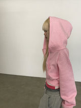 [FLEECE]クリスタルドットクロップドフードジップアップ