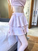 1196. Satin ribbon lace cancan mini sk (3color)