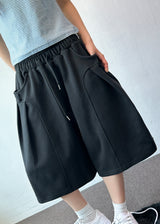 Oval Keyring Pintuck Sweat Balloon Bermuda Shorts 2color