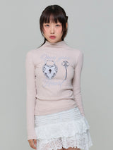 オープンユアハートタートルネックTシャツ - ピンク