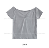 rope shirring off-shoulder tee