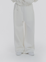 [mnem] ピンタックロゴジョガーパンツ (white)