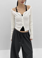 [MADE] Momori Ribbed Wide U-Neck Knit Cardigan