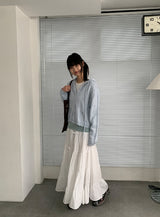Zahini Ribbon Shirring Banding Long Skirt