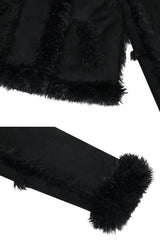 LUNA BELTED SHEARLING JACKET black