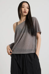 ニットワンショルダーTシャツ, Charcoal