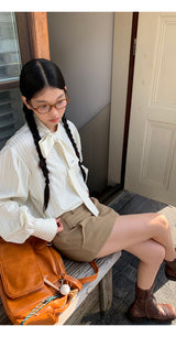 strap satin striped blouse