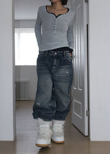 DOUBLE POCKET WIDE DENIM
