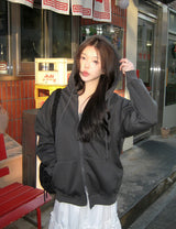[UNISEX] テリーベーシックルーズフィット2WAYフードジップアップ (4color)