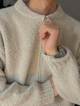 ASCLO Boucle Like Zip Up Cardigan (4color)