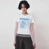 NICOLE ROSE PRINTING CROP TOP_WHITE BLUE