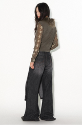 Two-piece faux skinny flared jeans skirt and pants