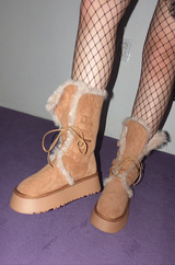 TEDDY LACE UP FUR BOOTS