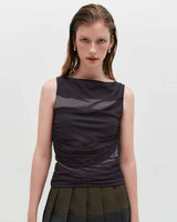 Mesh Layered Sleeveless _ BLACK