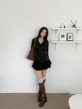 Vella Romantic Silky Slim Tie Blouse (4 colors)