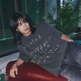 Untitled レイヤーロゴピグメントウォッシュ半袖 Washed Black