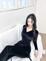 1072. Velvet shirring sk-pt (3color)