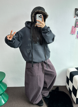 PEACH FLEECE🍑AMERICAN BIG OVER COTTON BALLOON PANTS 🤎💜🖤3COLOR