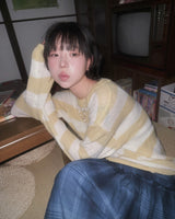 (3color) Alpaca Border Loose-Fit Long Knit