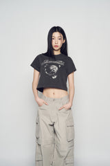 25SS ギャラクシーピグメント クロップ ショートスリーブ Tシャツ チャコール