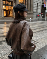[ORIGINAL] Tod Loose-Fit Belted Leather Jacket