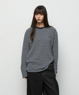 STRIPE BASIC LOGO LONG SLEEVE_NAVY