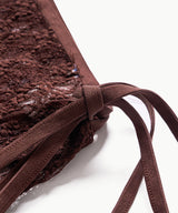 Floral Lace Layered Skirt - Brown