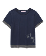 ミューズストライプレイヤードティー Navy