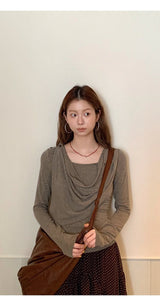 Cozy Soft Shirring Long Sleeve T-shirt