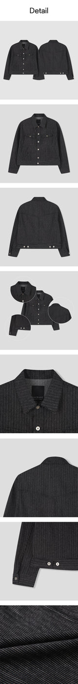 [LAURANTSEOUL] Stripe corduroy denim trucket jacket