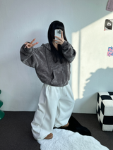 フリース🔥ベーシックワイドオーバーロングパンツ 🤍🖤🩶3カラー