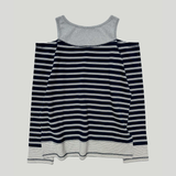 オーバーロックオフショルダーTシャツ: ST. ネイビー