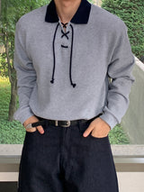 Striped Collar Knit T-Shirt