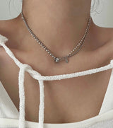 um Pearl Stainless Steel Two Lines Hip Bold Ball Layered Short Choker Wedding Necklace
