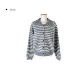 カルダン ストライプ ペンダントカラー ニットカーディガン