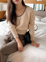 Cozy Cashmere Cable U-neck Knit (6color)