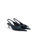 Colorful Bridge丨Lapel Design Washed Denim Cat Heels Women's Fashion Backless Sandals