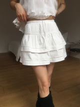 Pintuck tiered mini skirt