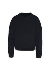 Cable Sleeve Cotton Sweater