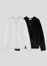 [Unisex] アンゴラジッパーニット(2color)